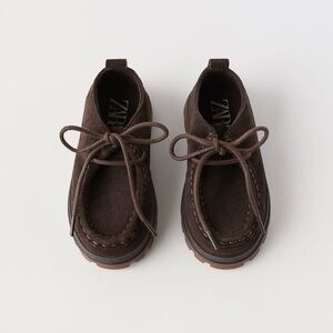 Zara Dark Brown Leather Lace-Up Shoes